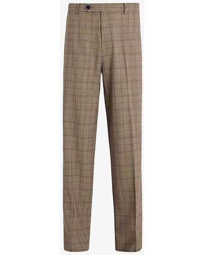 AllSaints Hobart Regular-fit Checked Stretch-woven Trousers - Natural