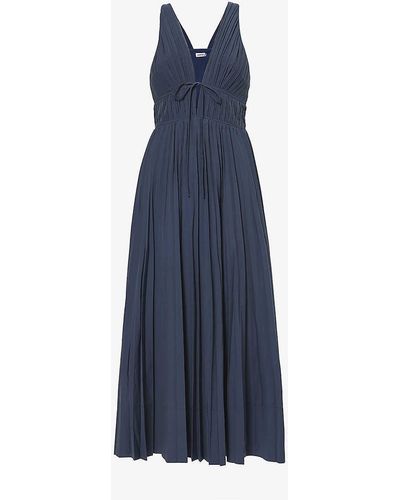 Jonathan Simkhai Stephanie V-neck Cotton-blend Midi Dress - Blue