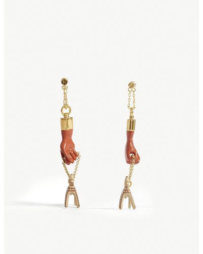 Chloé Femininities Hand And Horse Stud Earrings - Metallic