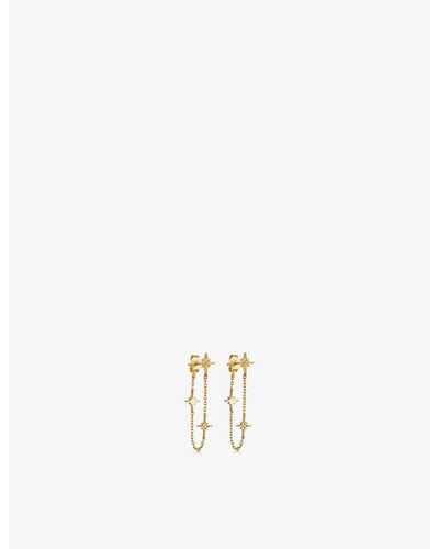 Astley Clarke Celestial 18ct Yellow Gold-plated Vermeil Sterling Silver And Sapphire Chain Earrings - Metallic