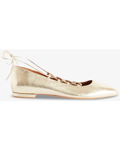 Claudie Pierlot Augustin Pointed-toe Leather Ballet Flats - Natural