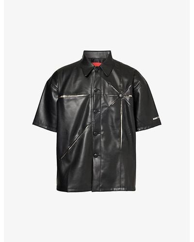 Kusikohc Origami Cut-out Faux-leather Shirt - Black
