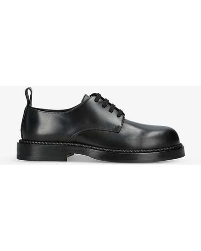 Bottega Veneta Strut Braided-trim Leather Derby Shoes - Black