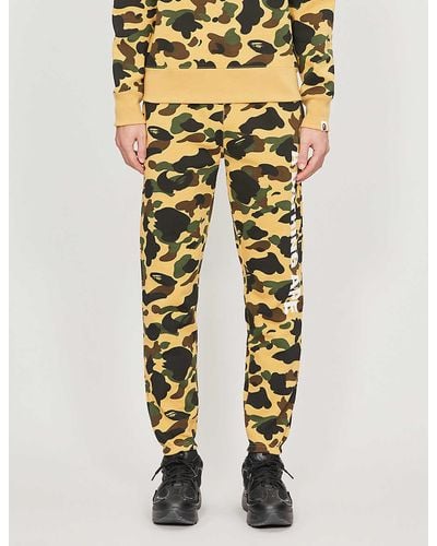 A Bathing Ape 1st Camo Tapered Cotton-jersey Tracksuit Bottoms - Yellow