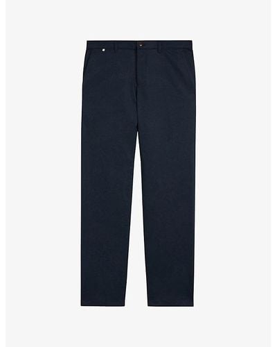Ted Baker Vy Pebal Straight-leg Mid-rise Stretch-cotton Pants - Blue