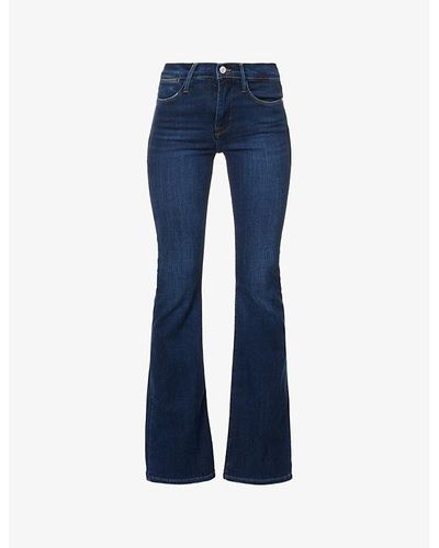 FRAME Le High Flare Slip-pocket High-rise Flare-leg Stretch-denim Jeans - Blue