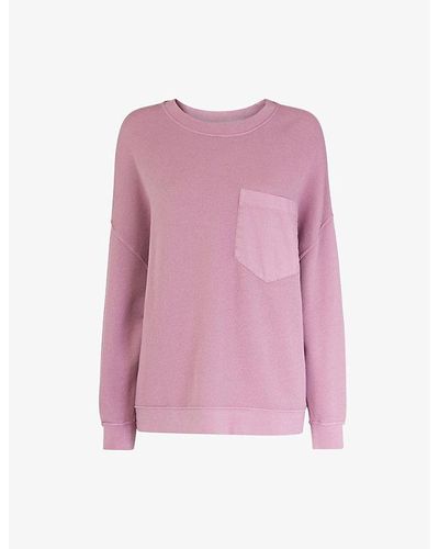 Whistles Denim-pocket Cotton-jersey Sweatshirt - Pink