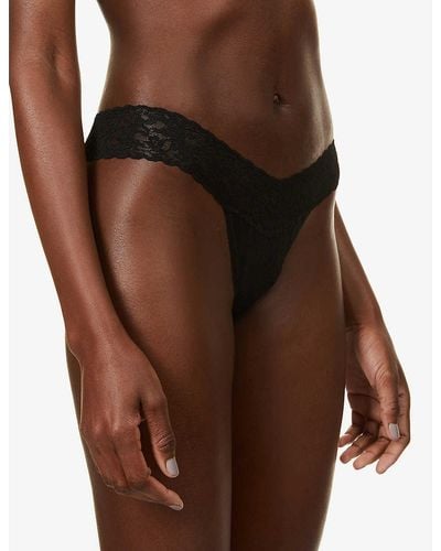 Hanky Panky Signature Lace Low-rise Stretch-jersey Thong - Brown