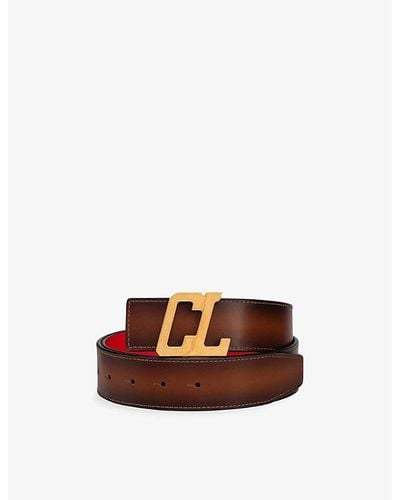 Christian Louboutin Happyrui Logo-buckle Leather Belt - Brown