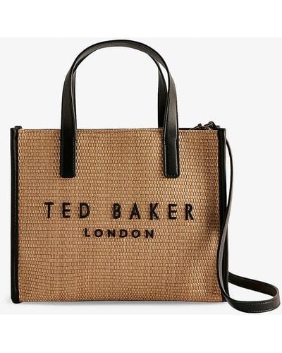 Ted Baker Paolina Logo-embroidered Small Raffia Icon Bag - Natural