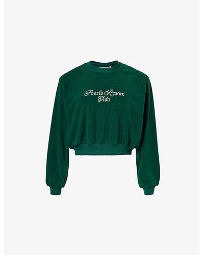 4th & Reckless Bay Text-embroidered Relaxed-fit Woven Sweatshirt - Green