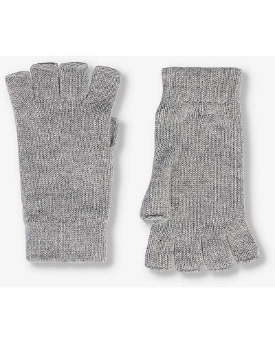 Johnstons of Elgin Fingerless Ribbed-trim Cashmere Gloves - Grey