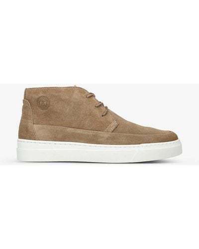 Barbour Mason Logo-embossed Suede Boots - Natural