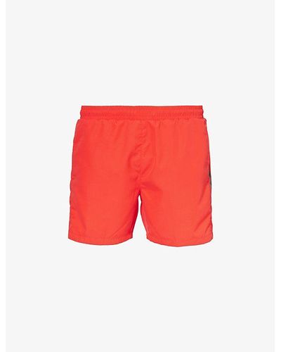 BOSS Logo-print Regular-fit Recycled-polyester Swim Shorts Xx - Red