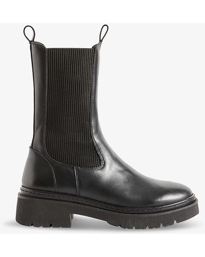 Claudie Pierlot Elasticated-side Mid-height Leather Chelsea Boots - Black