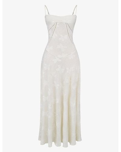 House Of Cb Seren Lace-up Lace Maxi Dress - White