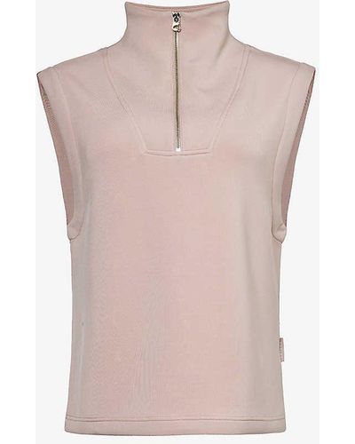 Varley Magnolia Half-zip Relaxed-fit Stretch-woven Top - Pink