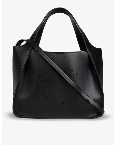 Stella McCartney Circle Logo Faux Leather Shoulder Bag - Black