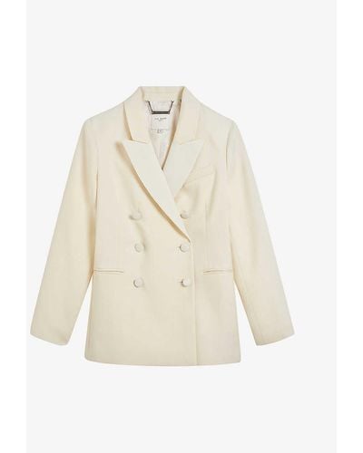 Ted Baker Dianai Double-breasted Woven Blazer - White