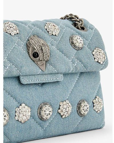 Kurt Geiger Mini Kensington Crystal-embellished Denim Shoulder Bag - Blue
