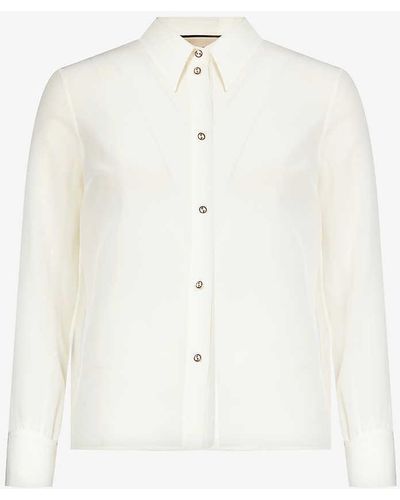 Gucci Double-g Button Silk Shirt - White