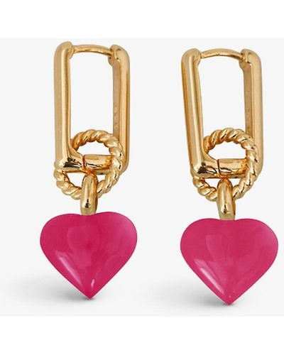 Missoma Jelly Heart 18ct Recycled Yellow Gold-plated Vermeil Sterling-silver And Quartz Earrings - Pink