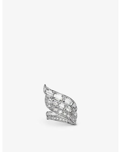 Swarovski Hyperbola Crystal-stone Rhodium-plated Recycled-brass Ring - White