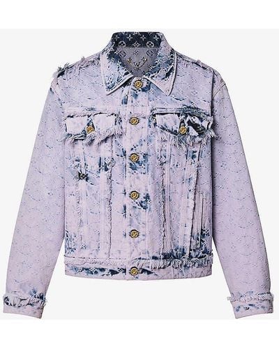 Louis Vuitton Distressed Monogram-jacquard Regular-fit Denim Jacket - Purple