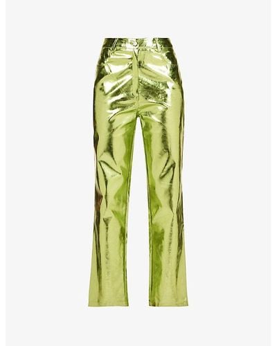 Amy Lynn Lupe Straight-leg High-rise Faux-leather Pants - Green