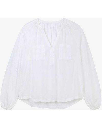 The White Company The Company Patch-pocket Relaxed-fit Organic-cotton Blouse - White