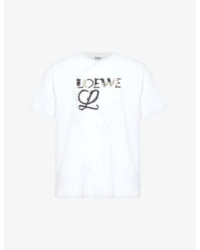 Loewe Brand-embroidered Relaxed-fit Cotton-jersey T-shirt - White