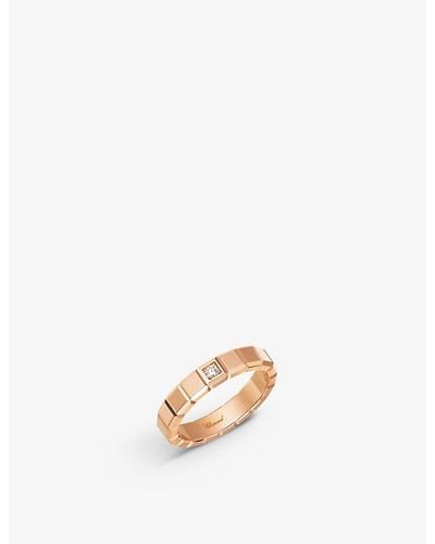Chopard Ice Cube 18ct Rose-gold And 0.03ct Round-cut Diamond Ring - White
