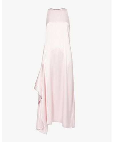 JW Anderson Draped-panel Sleeveless Satin Midi Dress - Pink