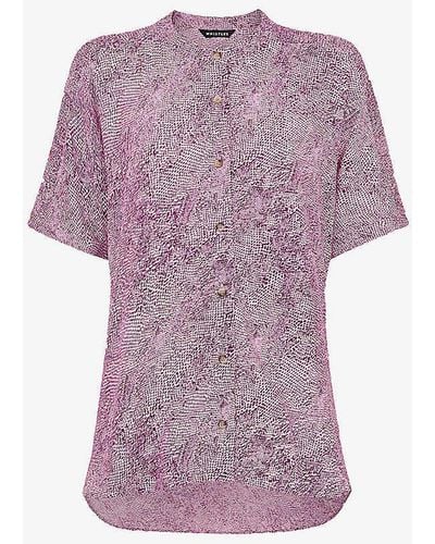 Whistles Maisie Graphic-print Short-sleeve Woven Top - Purple