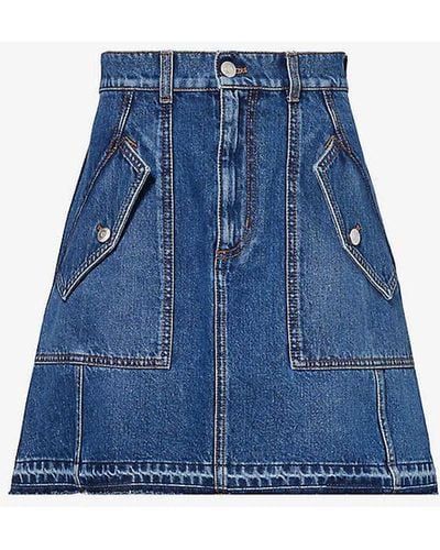 Alexander McQueen Panelled Brand-patch Denim Mini Skirt - Blue