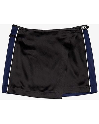 DIESEL O-kesselle Wrap-over Low-rise Woven Mini Skirt - Black