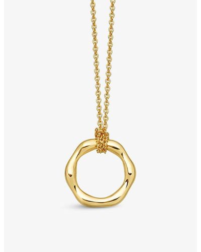 Missoma Engravable Oval Ridge Locket Pendant Necklace | Sterling Silver/Rainbow Moonstone