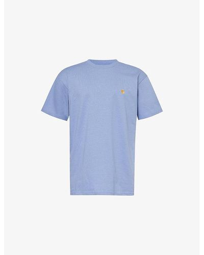 Carhartt Chase Logo-embroidered Relaxed-fit Cotton-jersey T-shirt - Blue