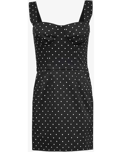 Dolce & Gabbana Polka Dot-print Flared-hem Stretch-cotton Mini Dress - Black