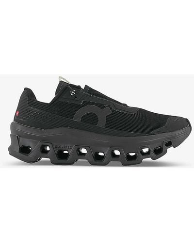On Shoes Cloudmonster Sensa Braille-detailing Recycled-polyester Low-top Trainers - Black