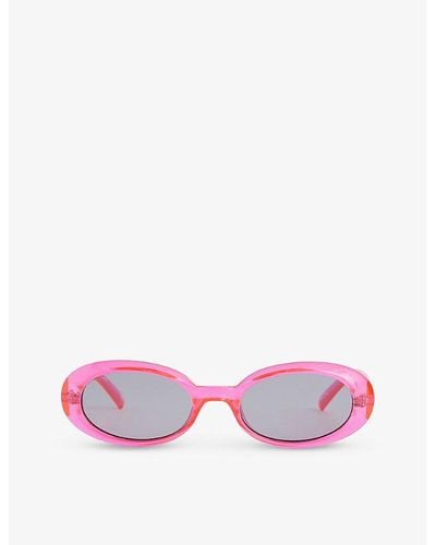 Le Specs Work It Oval-frame Polyethylene Sunglasses - Pink