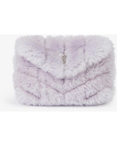 Saint Laurent Loulou Quilted Shearling Clutch Bag - Purple