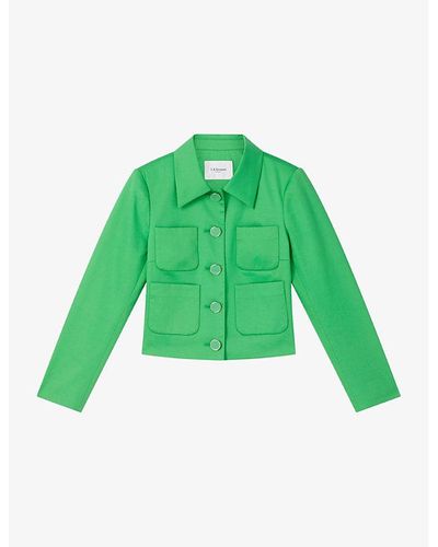 LK Bennett Charlotte Patch-pocket Cropped Cotton Jacket - Green