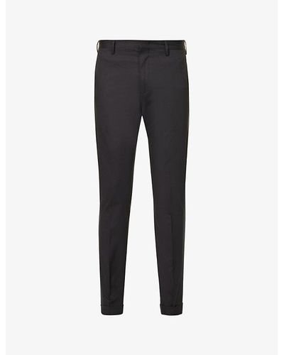 Paul Smith Slim-fit Tapered-leg Cotton-blend Pants - Black