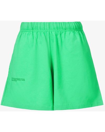 PANGAIA Text-print Organic-cotton Pyjama Shorts - Green