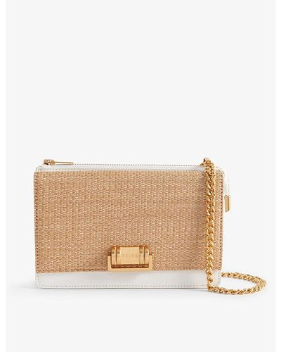 Reiss Picton Raffia And Faux-leather Cross-body Bag - Natural