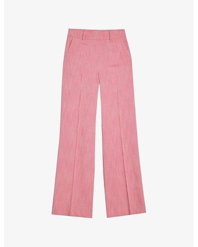 Ted Baker Hirokot Pressed-crease Wide-leg High-rise Woven Pants - Pink