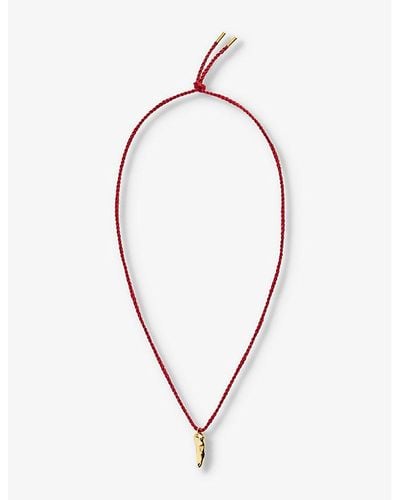 SANDRALEXANDRA Chilli 18ct Yellow Gold-plated Brass And Silk Cord Pendant Necklace - Blue