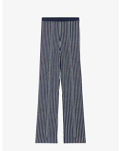 Claudie Pierlot Miniscule High-rise Wide-leg Stretch-knit Pants - Blue