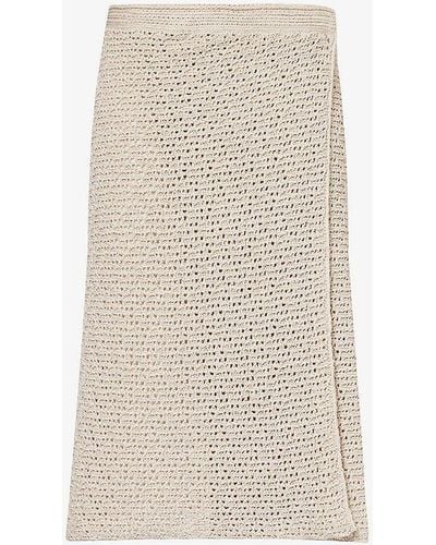 Bottega Veneta Wrap-around Regular-fit Knitted Midi Skirt - White